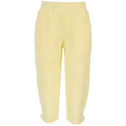 SunBay Womens French Terry Solid Pull On Capris