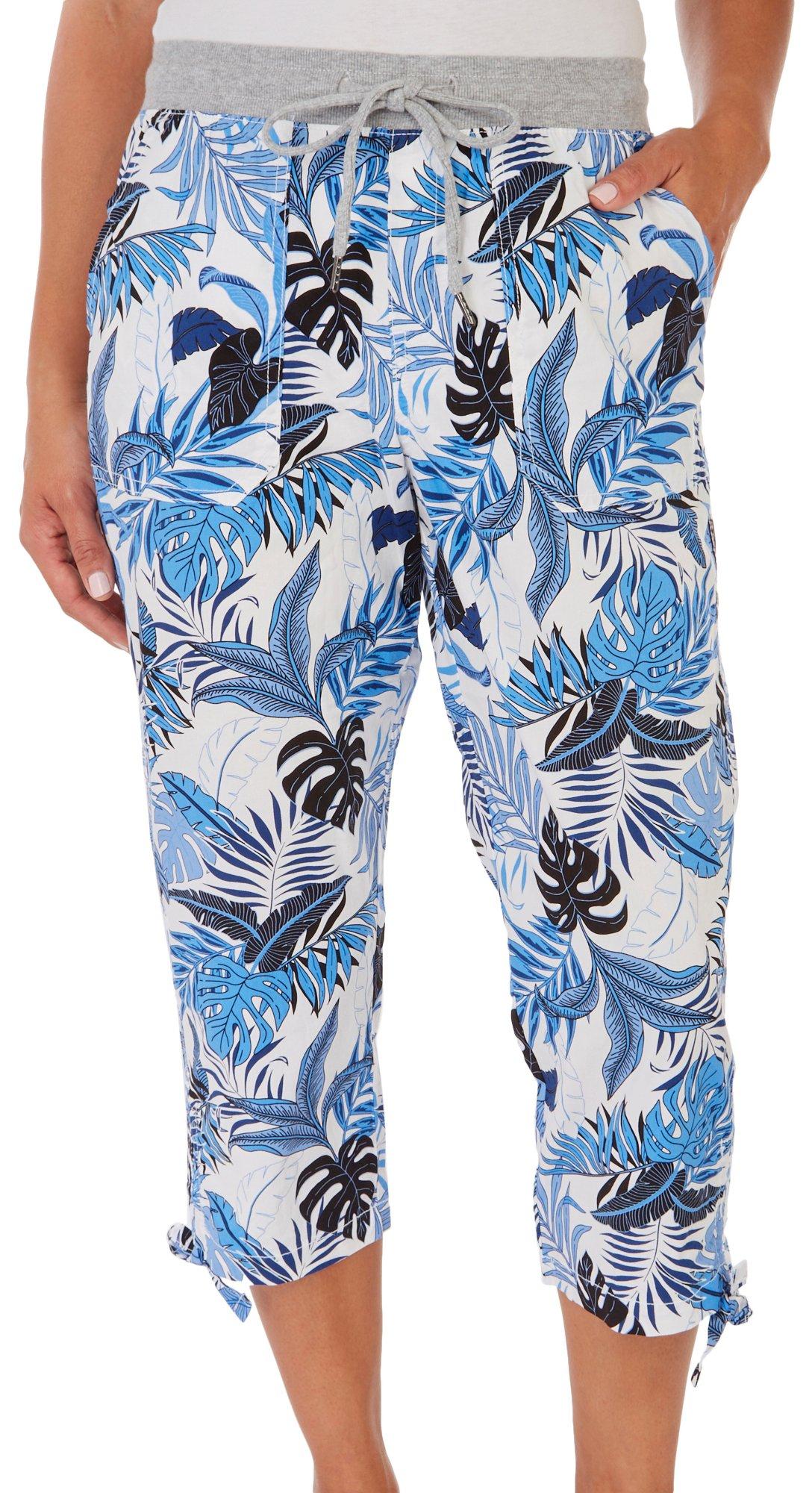 Womens Tropical Poplin Drawstring Capris