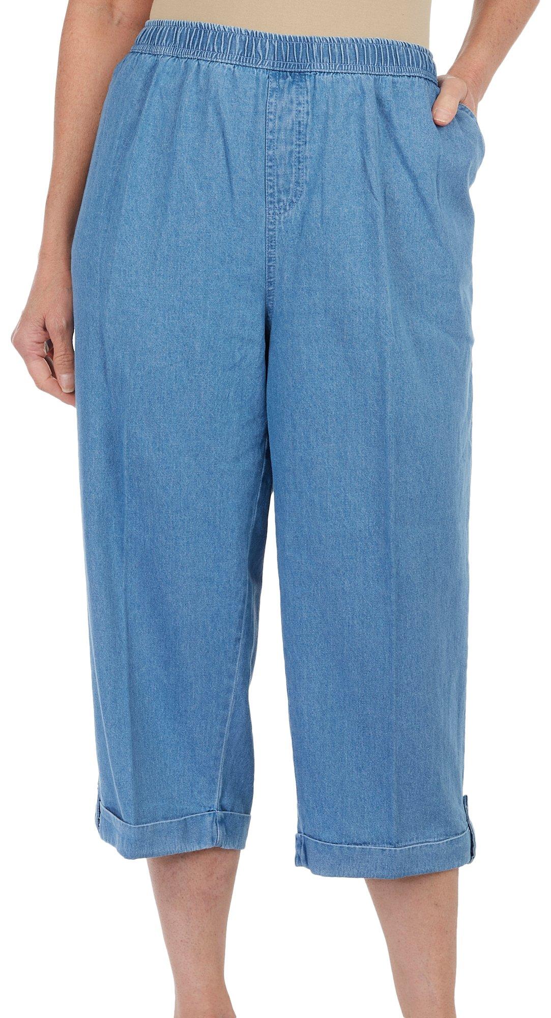 Coral Bay Womens Solid Sheeting Capris