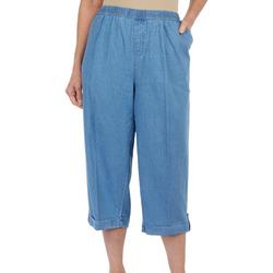 Womens Solid Sheeting Capris
