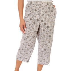 Coral Bay Womens 21'' Print Sheeting Pull On Capris