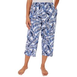 Coral Bay Womens Leaf Print Sheeting Pull On Capris