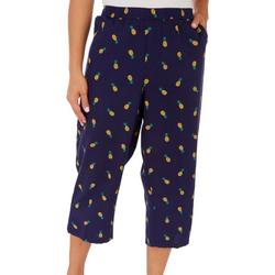 Womens 21'' Pineapple Sheeting Pull On Capris