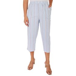 Coral Bay Womens Stripe Print Sheeting Pull On Capris