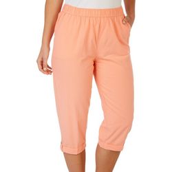 Emily Daniels Womens Solid Rolled Cuff Sheeting Capris