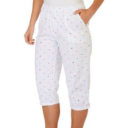 Emily Daniels Womens Dotted Rolled Cuff Sheeting Capris