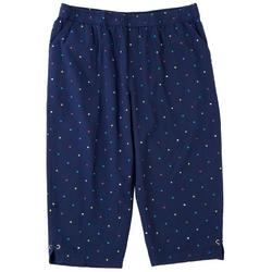 Womens Dotted Rolled Cuff Sheeting Capris