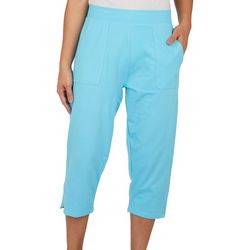 Coral Bay Womens 21 In. Solid French Terry Capris