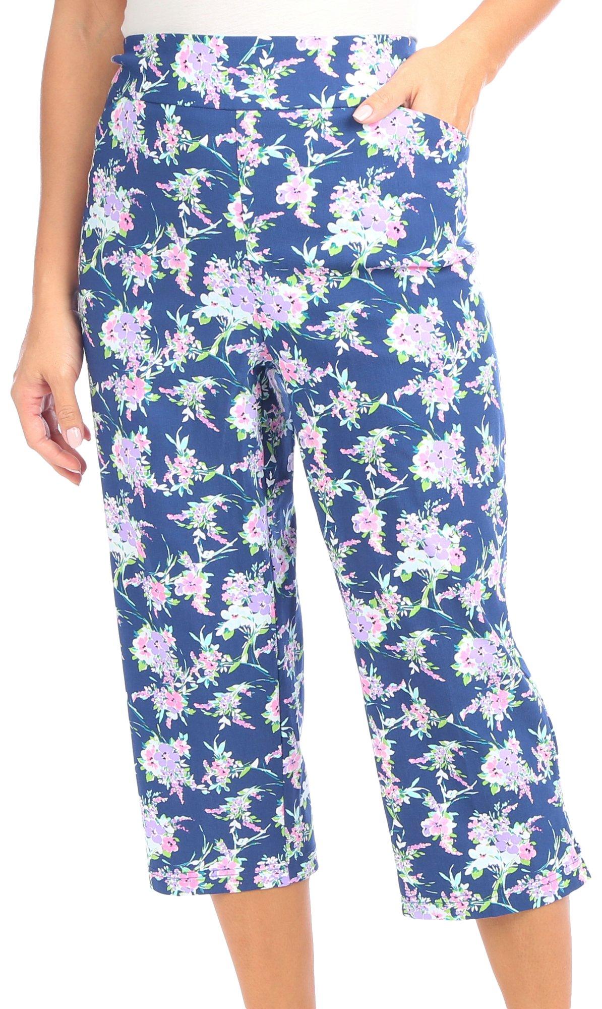 Coral Bay Womens Floral Pull On Capris