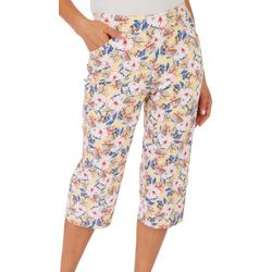 Coral Bay Womens Cateye 21'' Hibiscus Pull On Capris