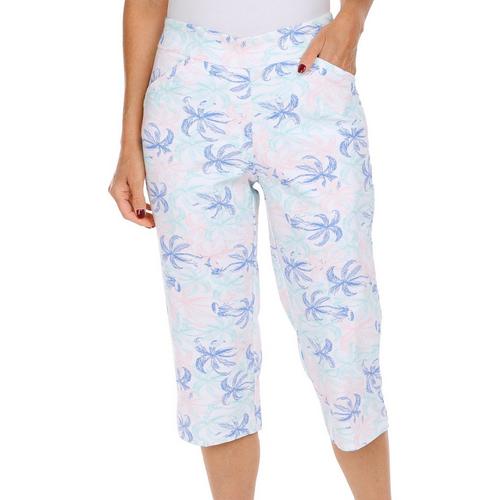 Coral Bay Womens Tropical Print Pull On Capris