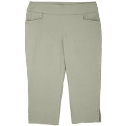 Coral Bay Womens 21 in. Solid Pull On Rivet Capris