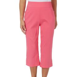Womens 21 in. Solid Pull On Rivet Capris