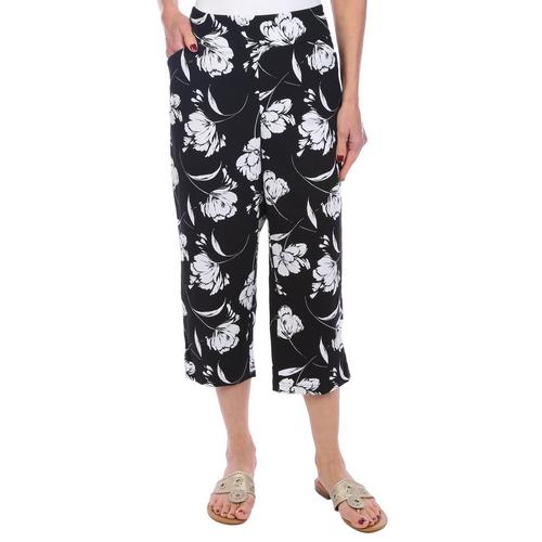 Coral Bay Womens Floral Print Pull On Capris
