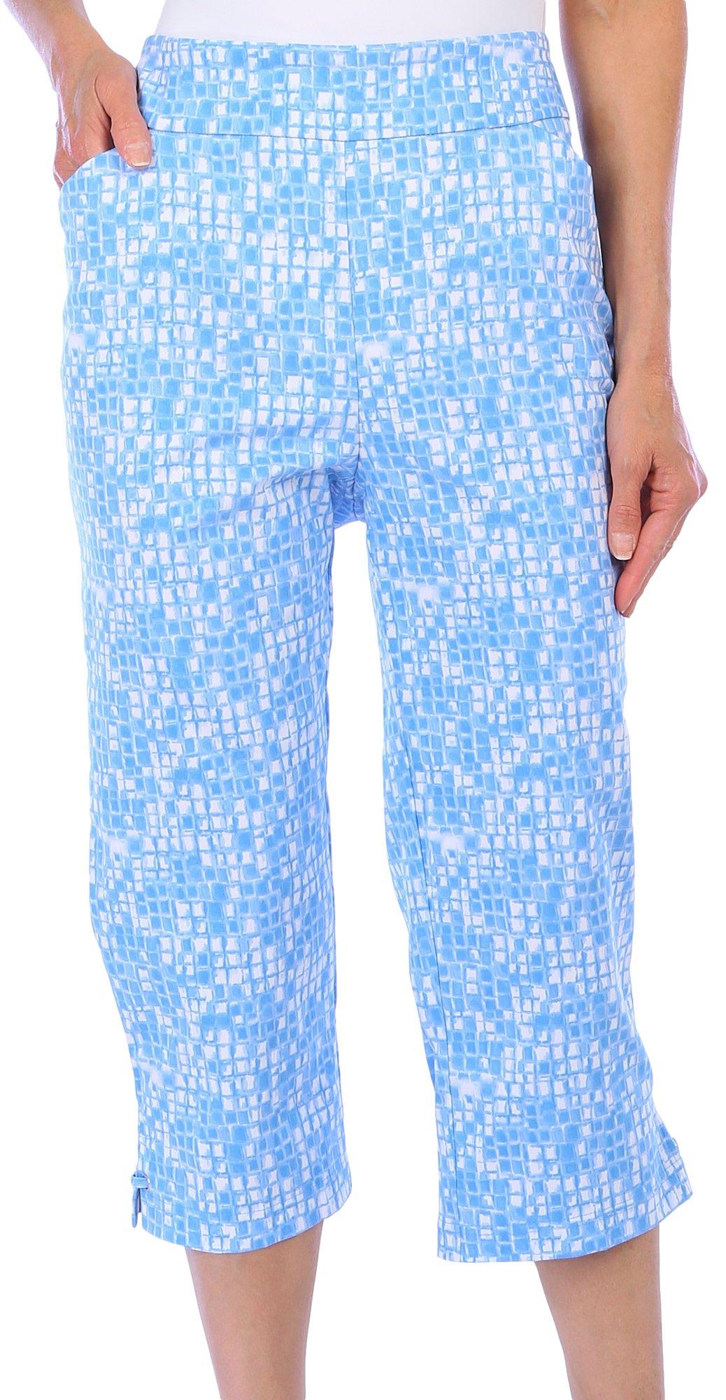 Coral Bay Womens 21 in. Tile Print Pull On Capris