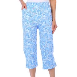 Coral Bay Womens 21 in. Tile Print Pull On Capris