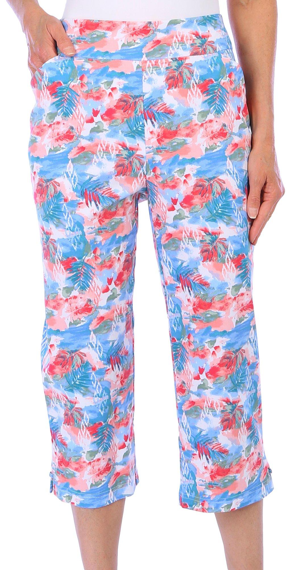 Coral Bay Womens 21 in. Tropical Pull On Capris
