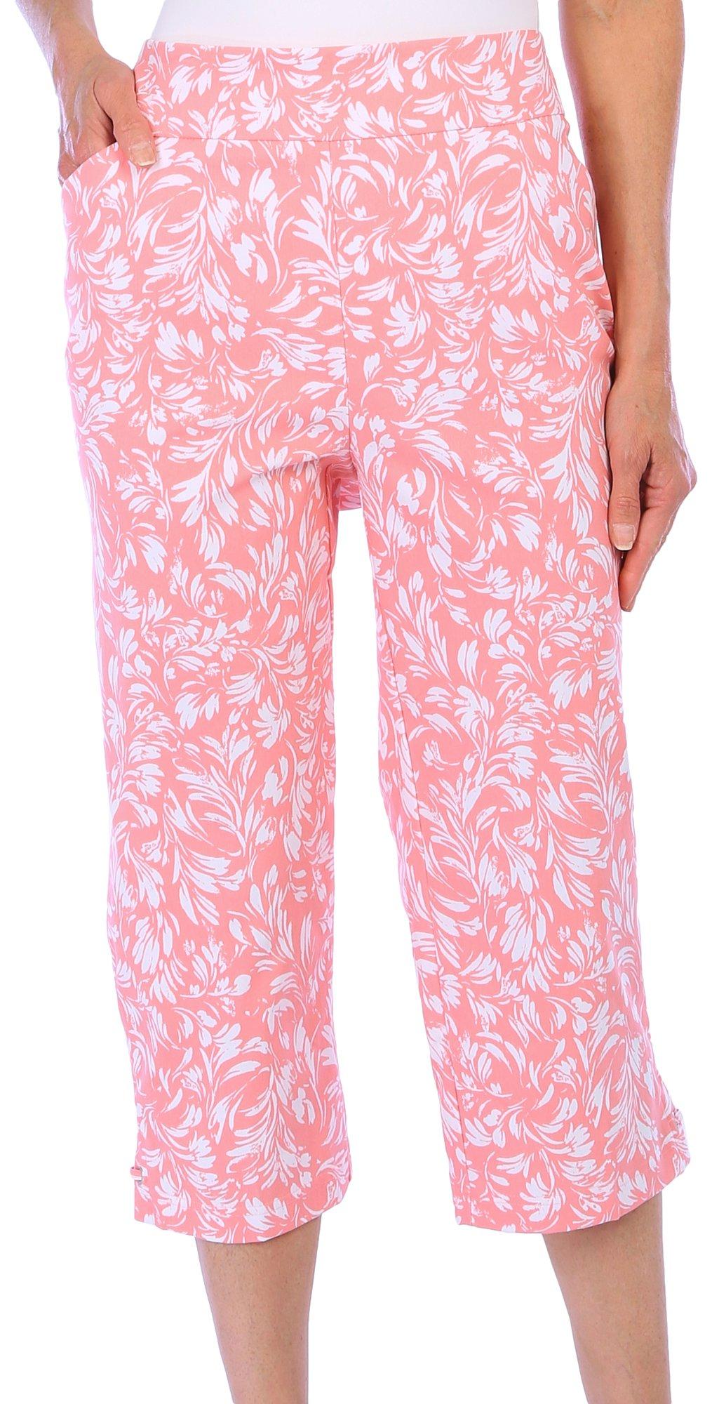 Womens 21 in. Floral Print Pull On Capris
