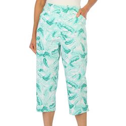 Coral Bay Womens 21 in. Tropical Print Pull On Capris