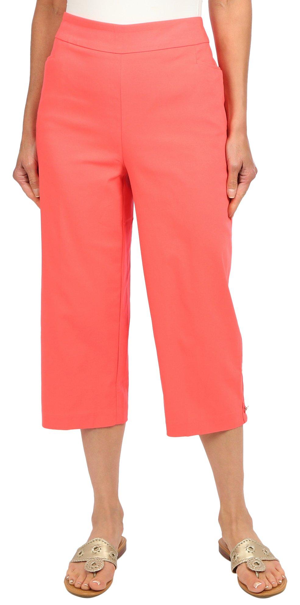 Coral Bay Womens 21 in. Sand Dollar Button Capris