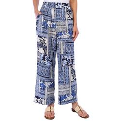 Womens Mixed Print Linen Pants