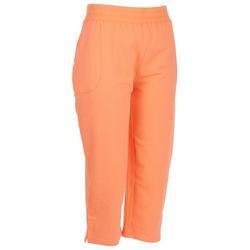 Womens Solid French Terry Pocket Capri