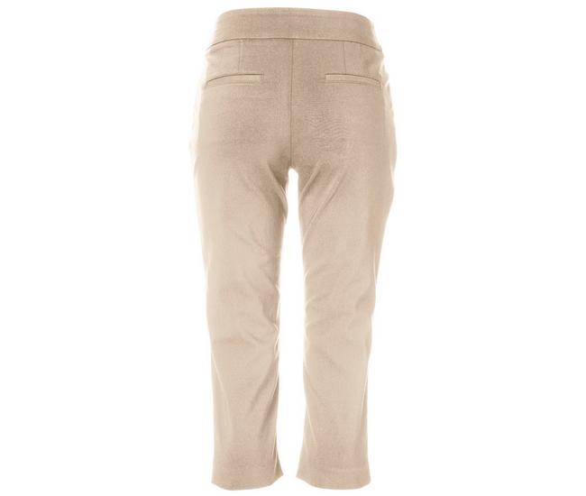Buy the Womens Beige Flat Front Pockets Straight Leg Vision Fit Capri Pants  Size 12