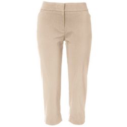 ATTYRE Womens 22 in. Solid Faux Pocket Bengaline Capris