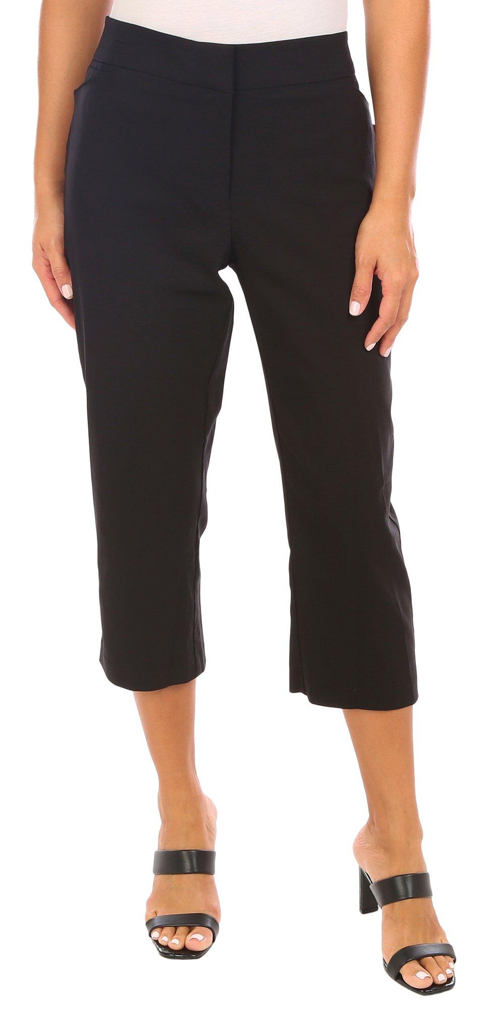 ATTYRE Womens 22 in. Solid Pocket Bengaline Capris