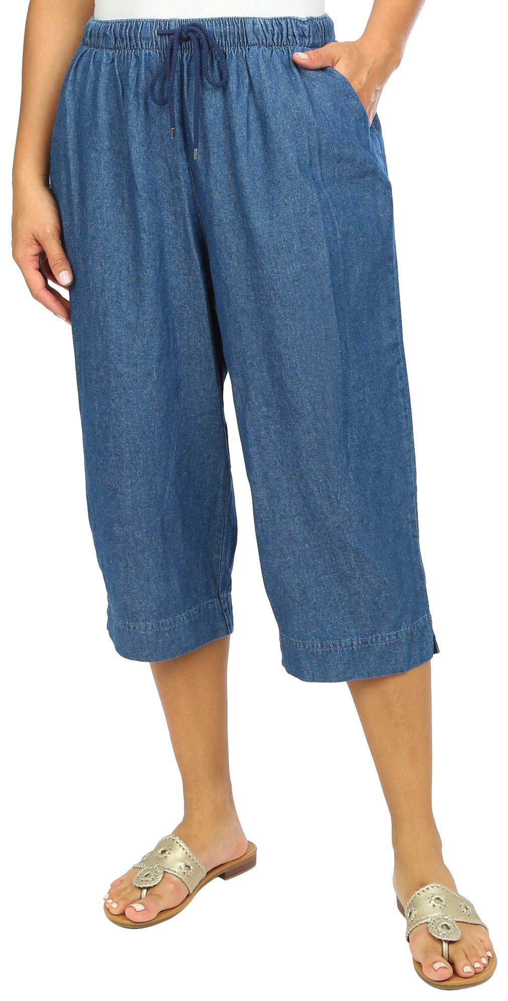 Alia Denim Pull-On Capri 