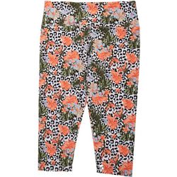 Khakis & Co Womens Suave Floral Leopard Capri Leggings
