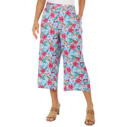Womens 22 in. Floral Pull On Capris
