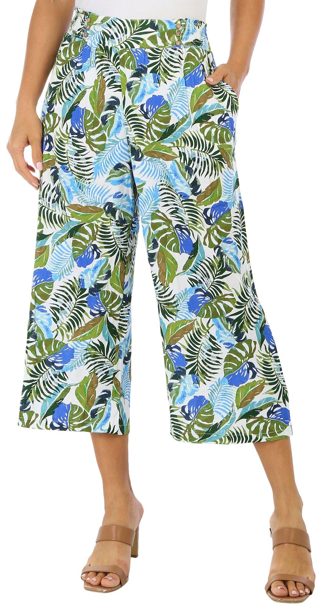 Womens 22 in. Tropical Pull On Capris