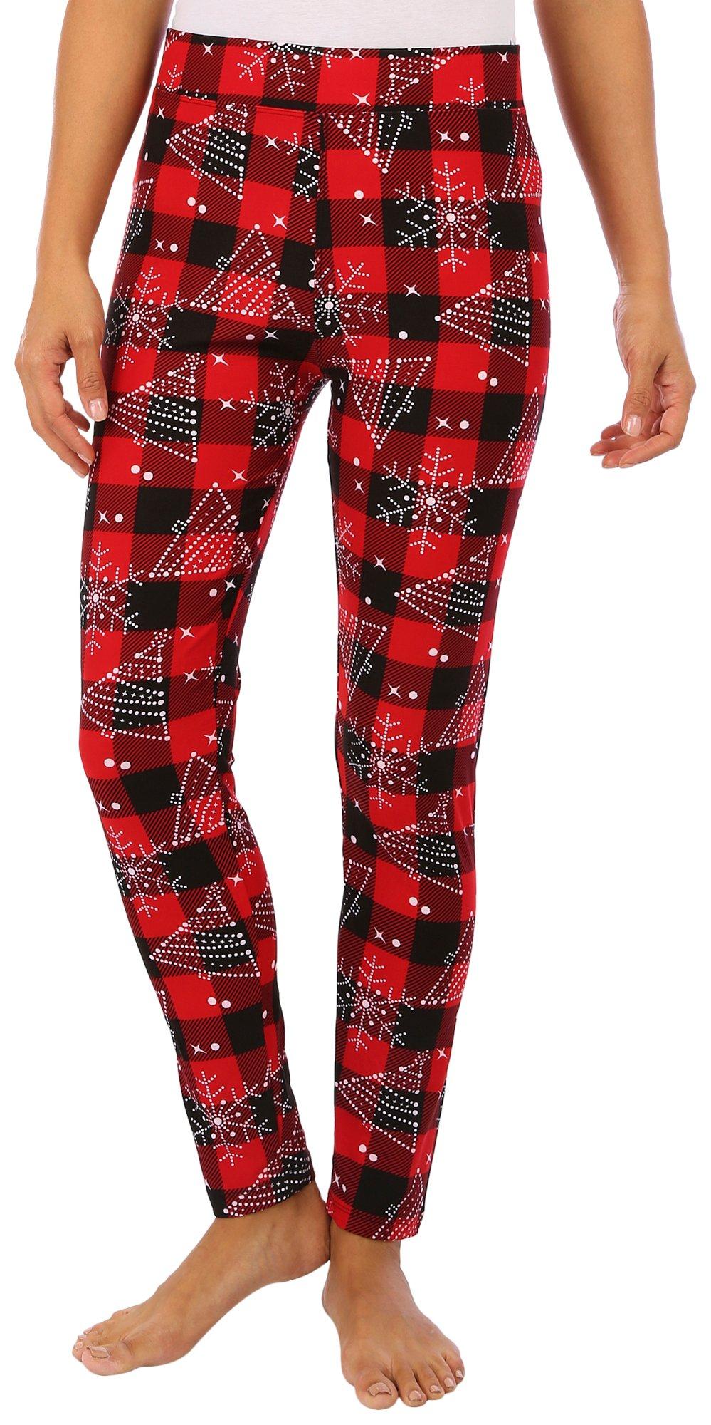 Chances R Womens 28 in. Snowflakes & Plaid Leggings