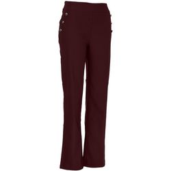 Fit Sight Womens Solid Button Accented Stretch Fit Pants