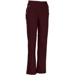Womens Solid Button Accented Stretch Fit Pants