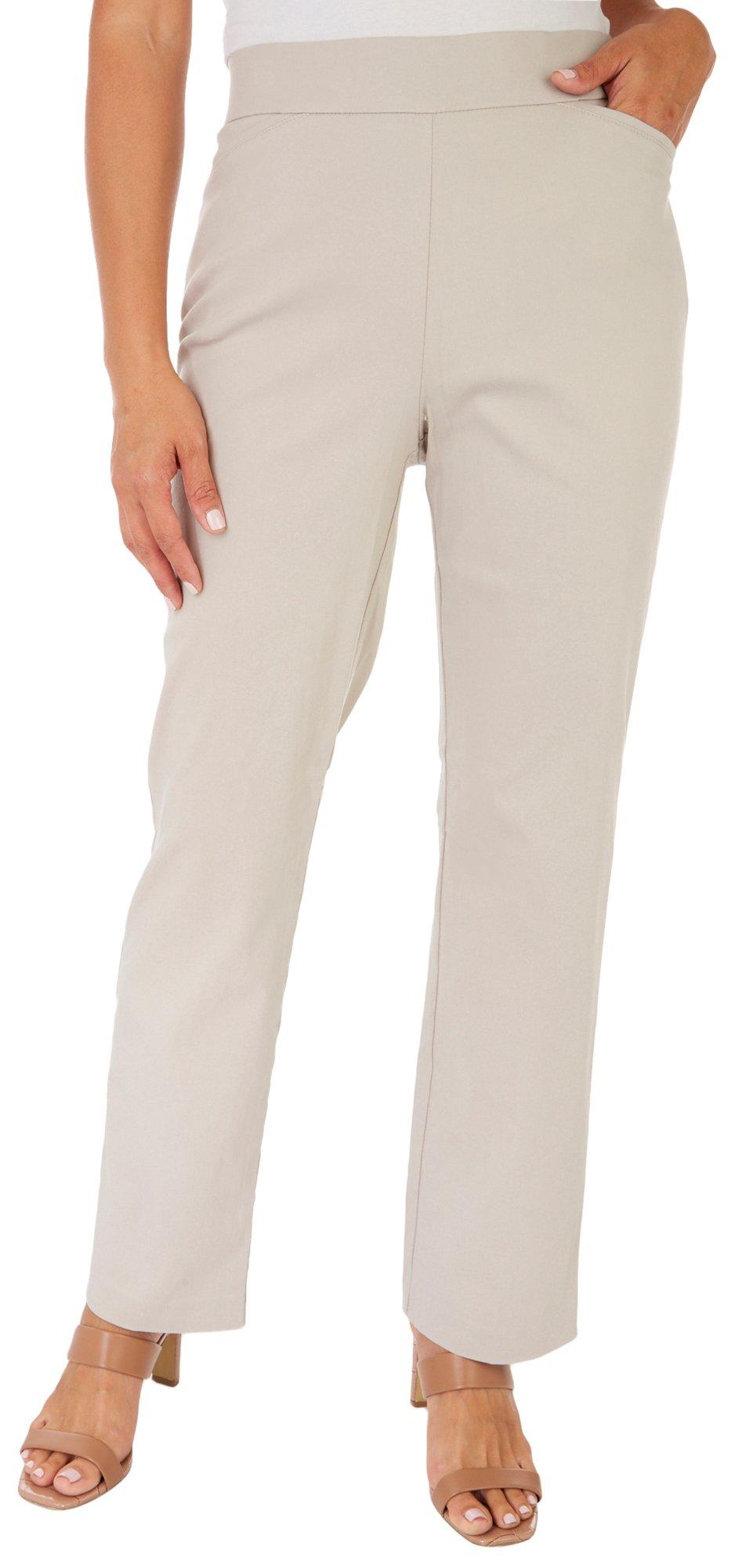 Coral Bay Womens Favorite Fit Slimming Solid Pocket Pants