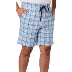 Mens Linear Plaid Pajama Shorts