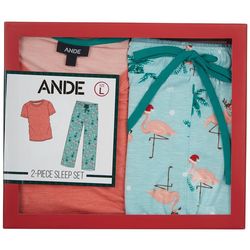 Ande Mens 2-Pc. Holiday Flamingo Pajama Set