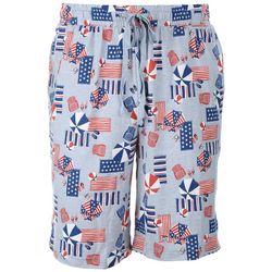 Mens Americana Beach Drawstring Pajama Sleep Shorts