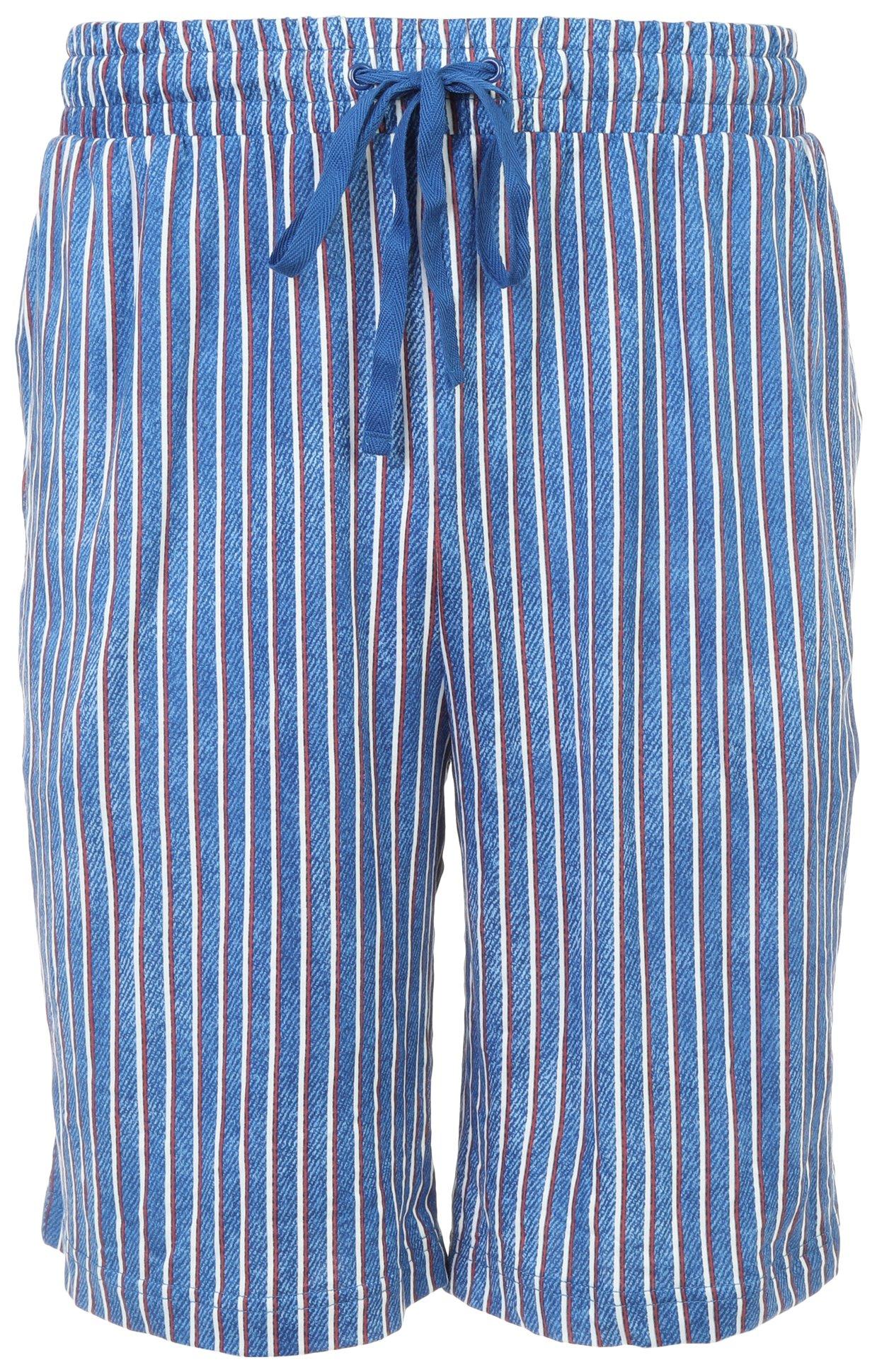 Mens Stripe Print Drawstring Sleep Shorts