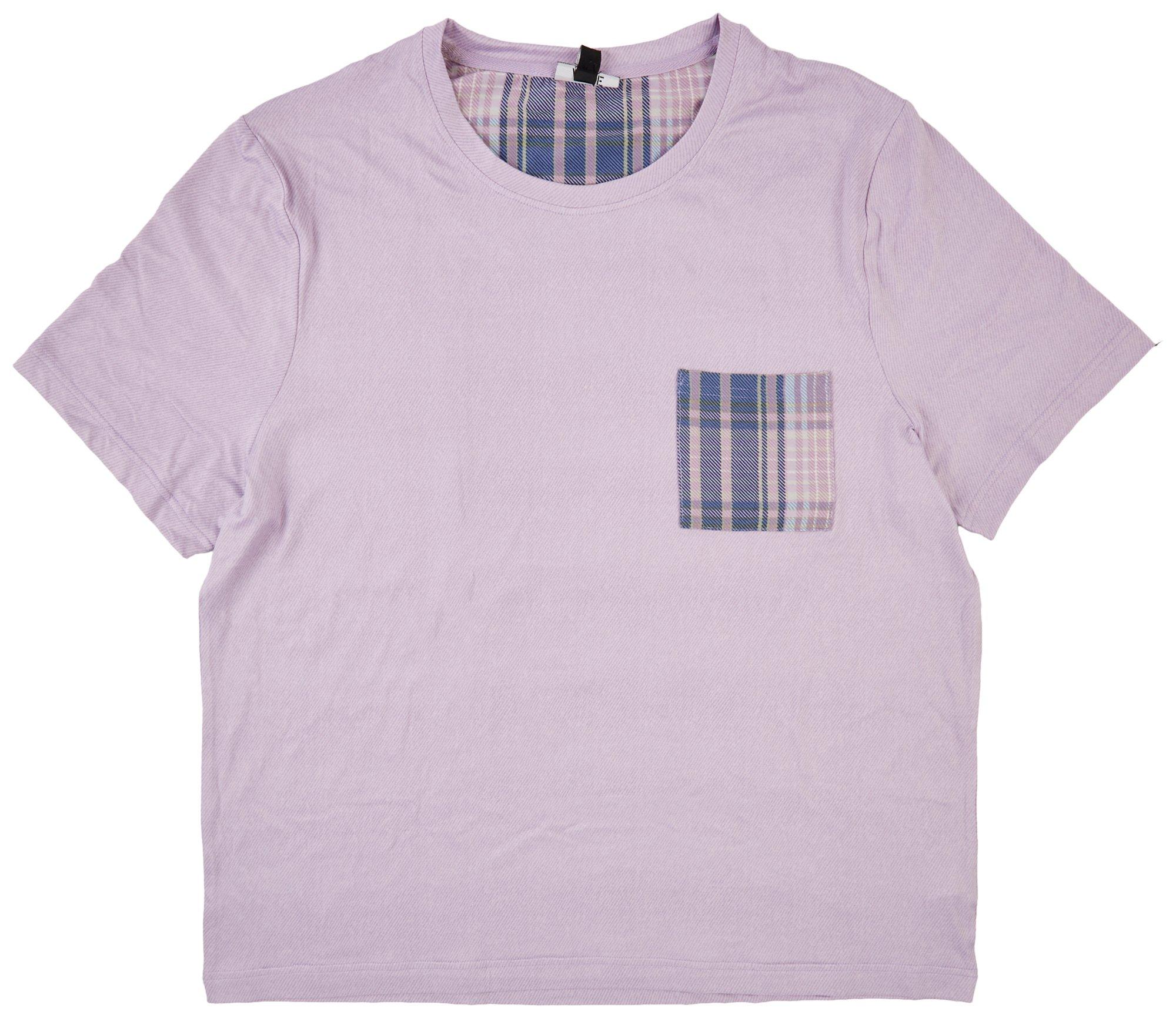 Mens Heathered Short Sleeve Print Pocket Sleep T-Shirt