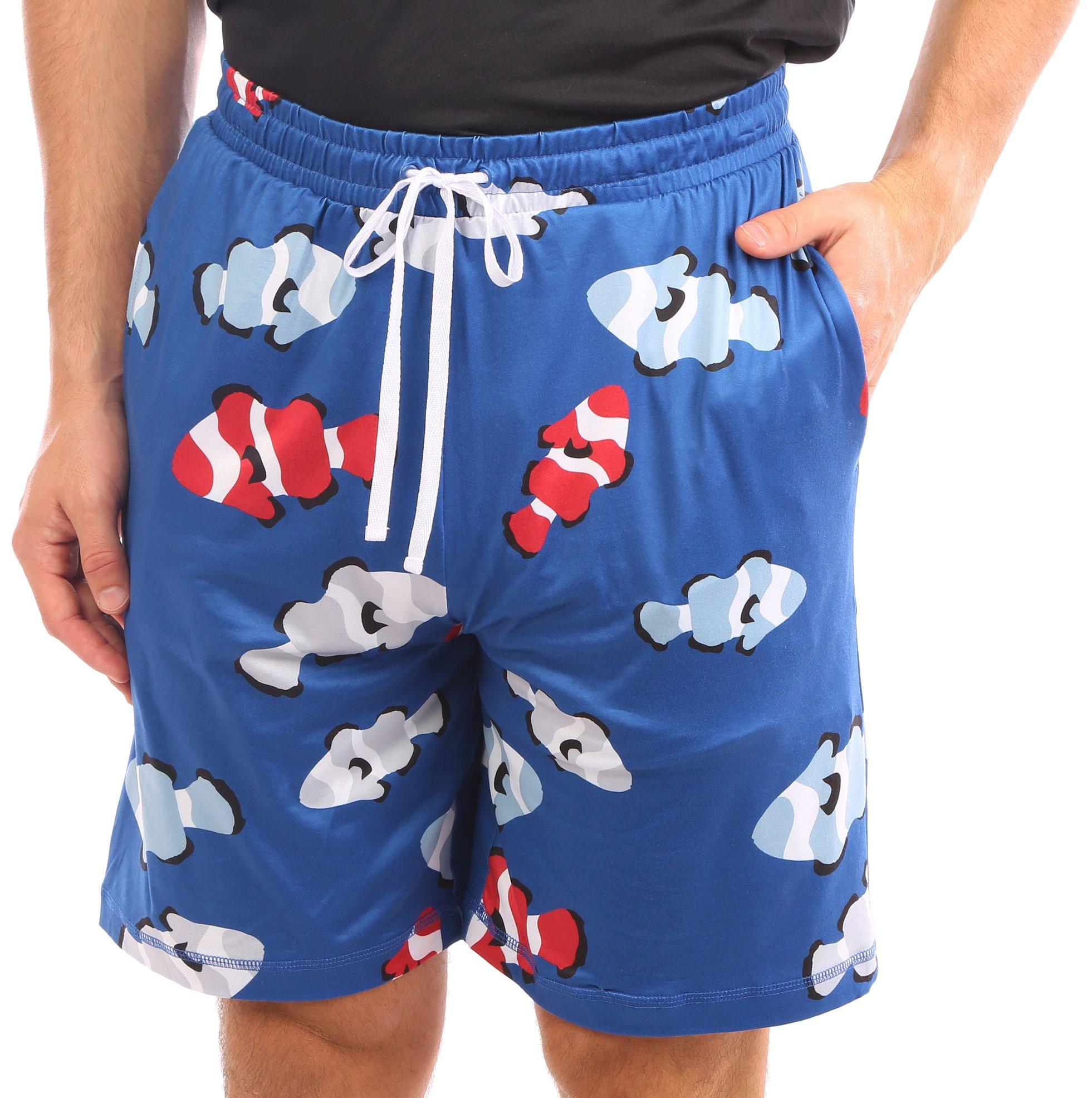 Mens Clownfish Print Pajama Shorts