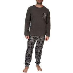 PLD Mens 2-pc. Deer Print Sleep Fleece Top & Pants Set
