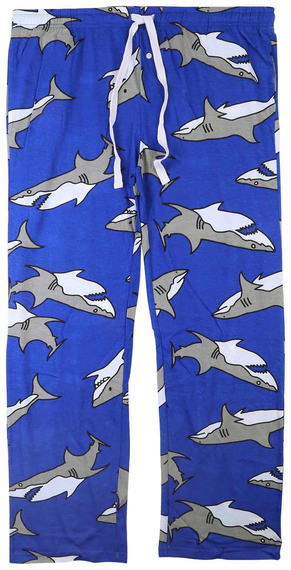 Mens Shark Print Knit Sleep Pants