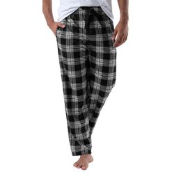 IZOD Mens Black Plaid Silky Fleece Pajama Pants