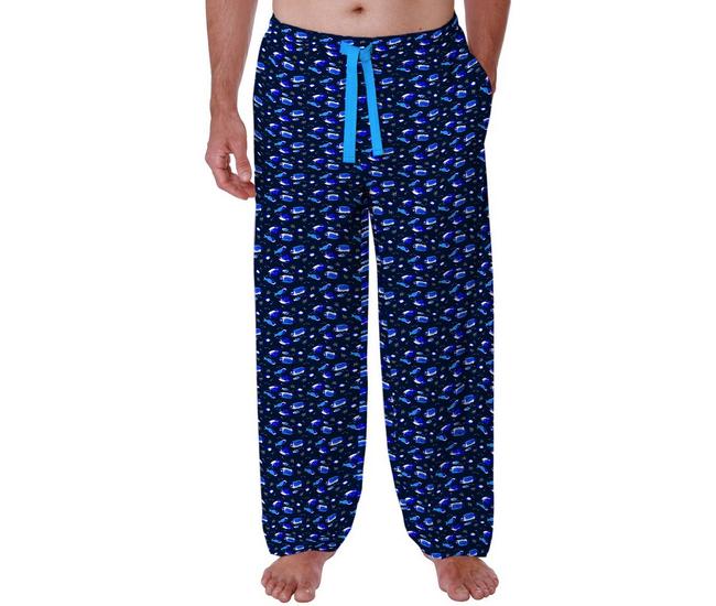 Izod Mens Fish Print Woven Pocket Sleep Pant - Navy Blue Multi - Large