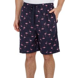IZOD Mens Flamingo Print Woven Sleepwear Shorts