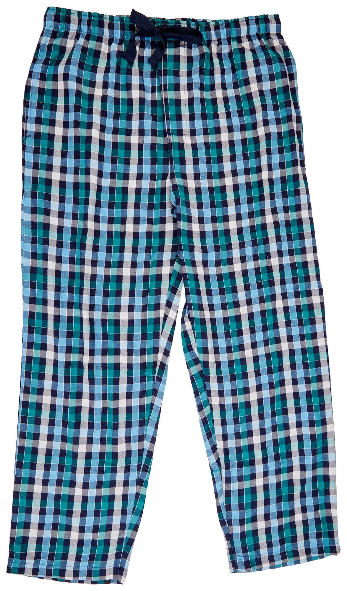 Mens Plaid Print Poly Blend Sleep Bottoms