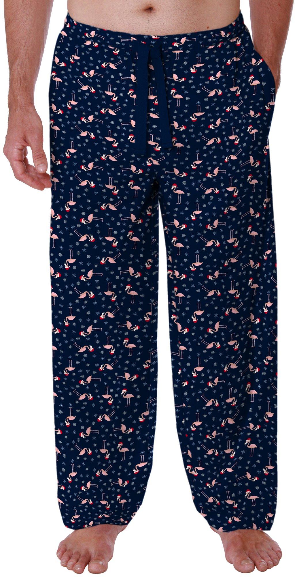 IZOD Mens Flamingo Flannel Elastic Waist Sleep Pants